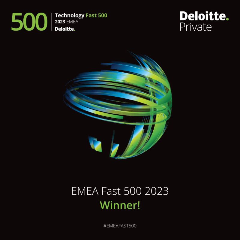 award badge dla Midero za EMEA Fast 500 2023 Winner