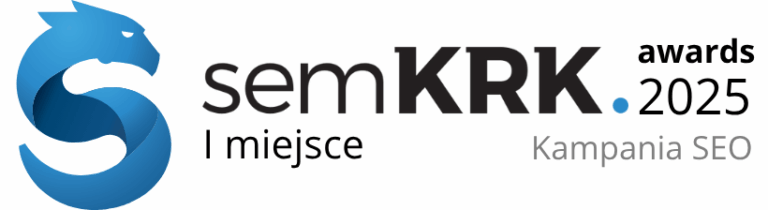 midero zwycięzcą semkrk awards 2025 w kategorii najlepsza kampania SEO, award badge